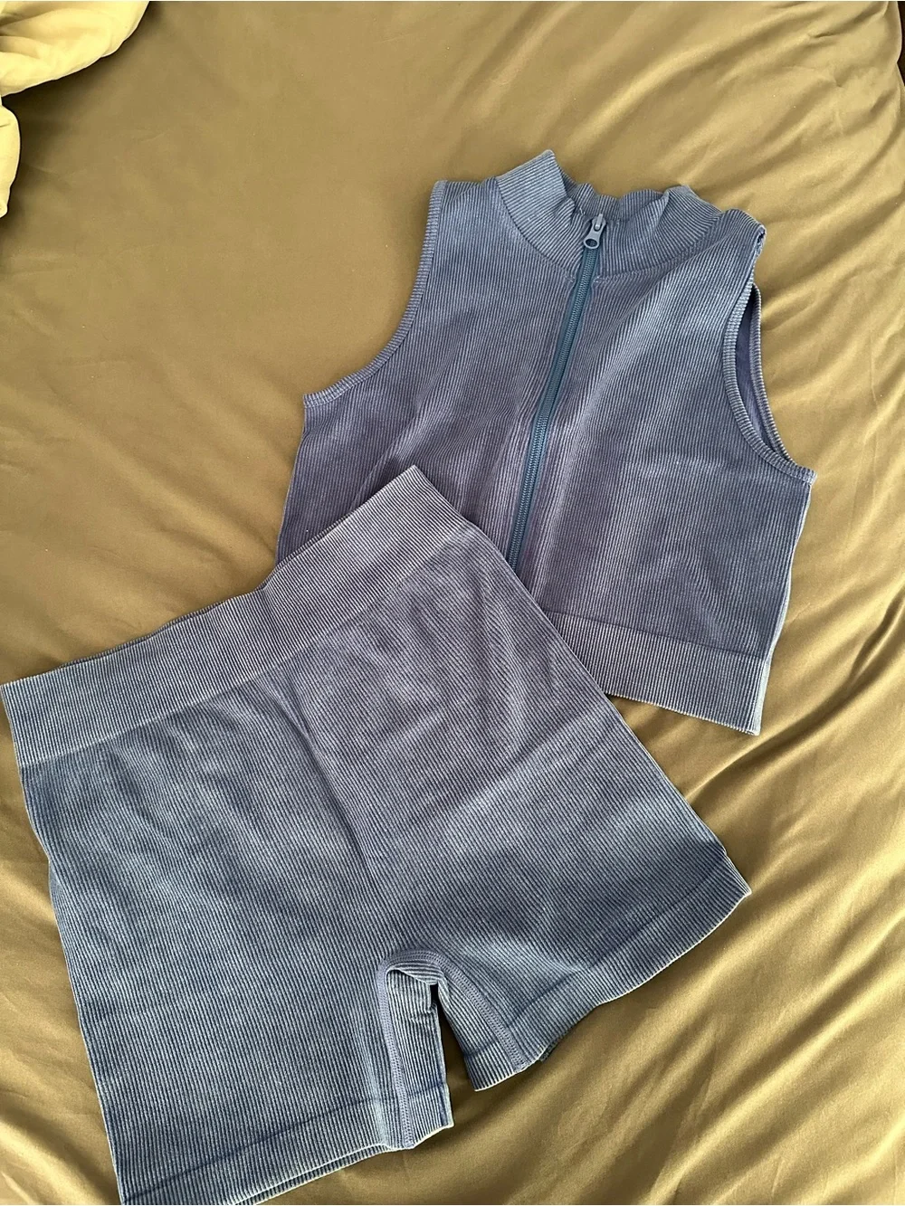 Fashion Nova Blue Ribbed High-Waist Bike Shorts